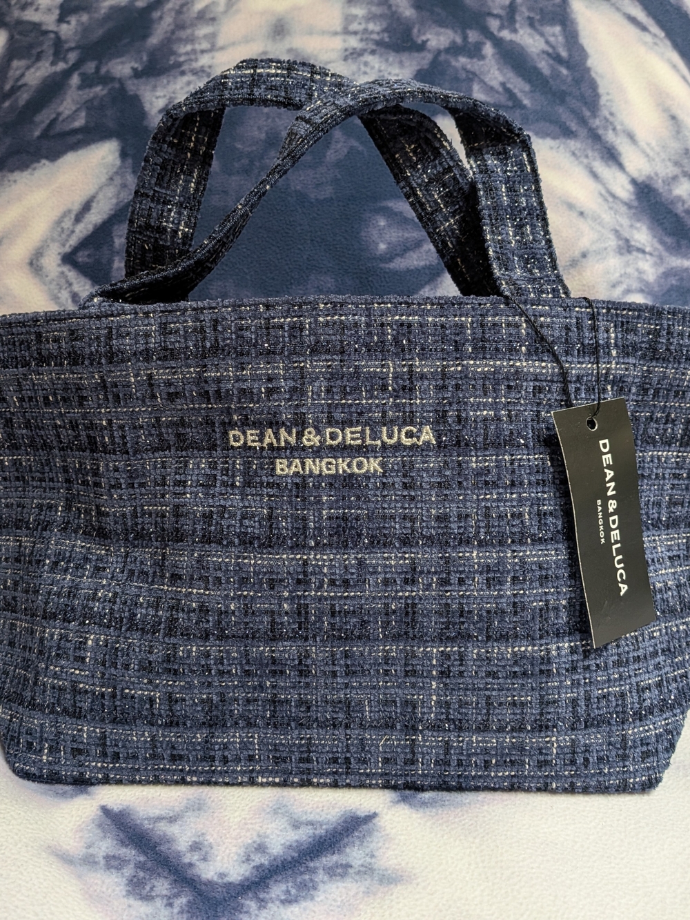 Dean & Deluca Small Bangkok Navy Tweed Tote Bag BNWT